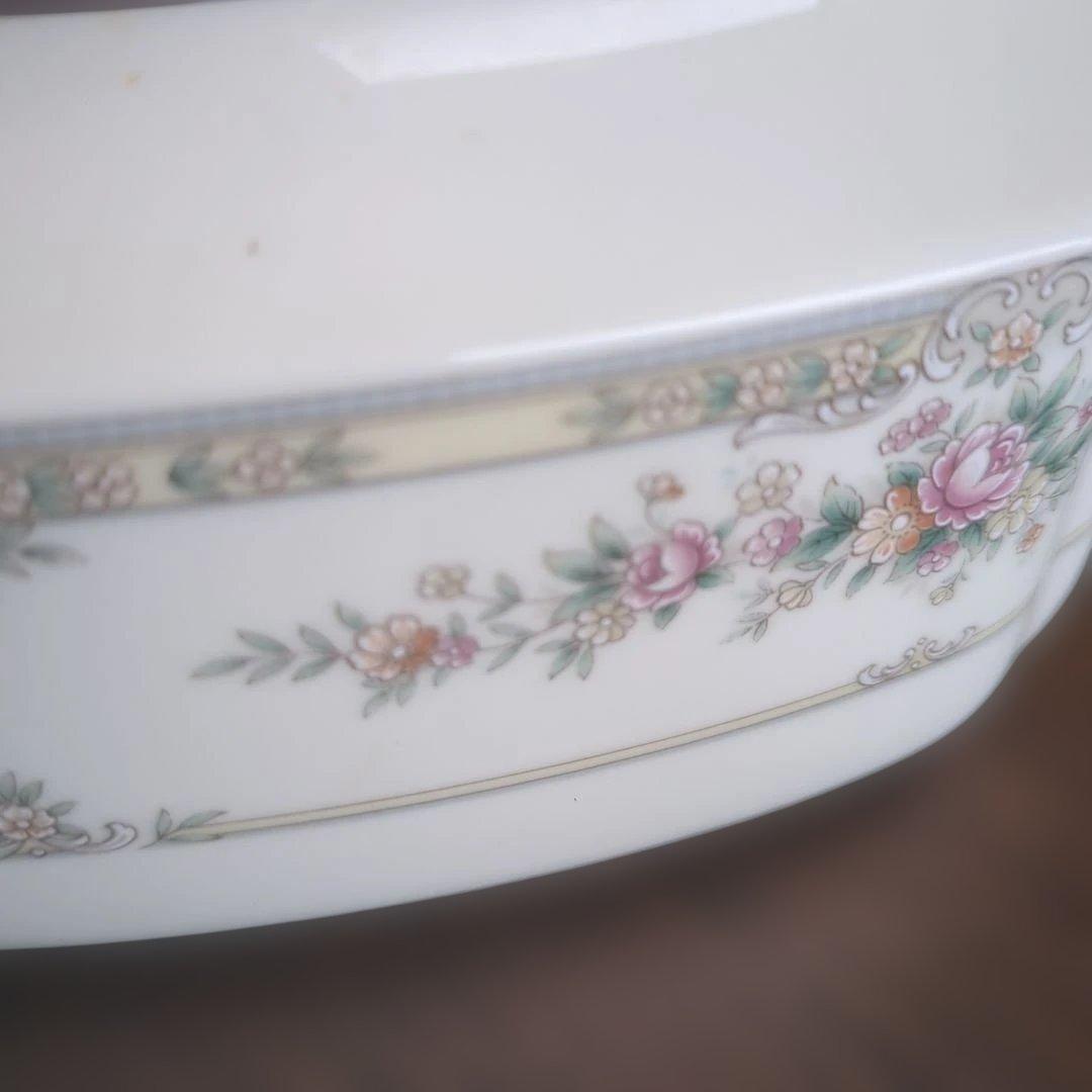 Noritake キャセロール　 蓋付ボウル　 シェナンドー　薔薇　銀縁