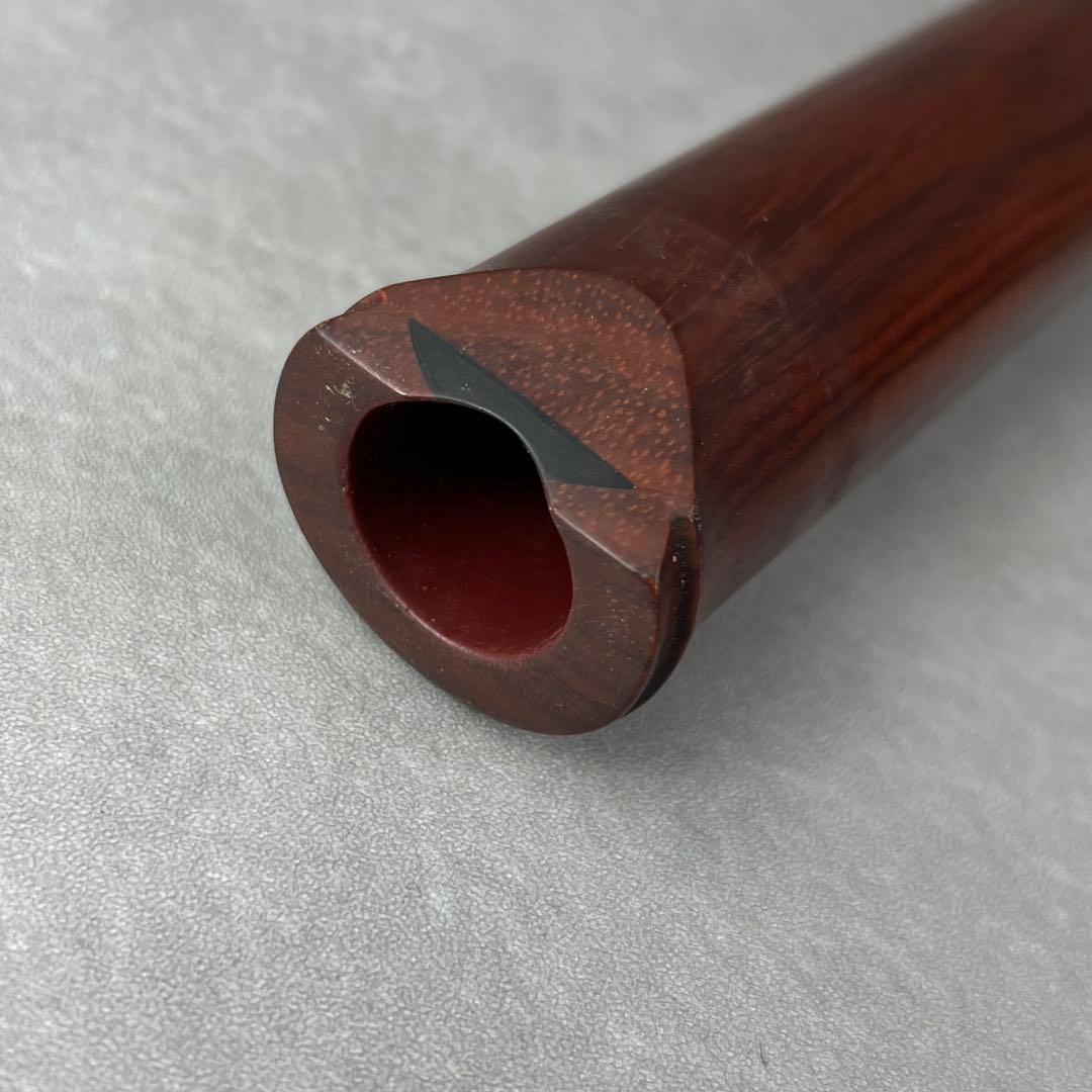 蝴蝶宝　尺八　琴古流　唄口バチ型　2尺 木製　直管　節あり　印あり　金色三線