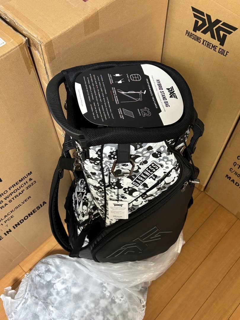PXG ダークネス スカルカモ ハイブリッドスタンドバッグ 6分割 未使用展示品