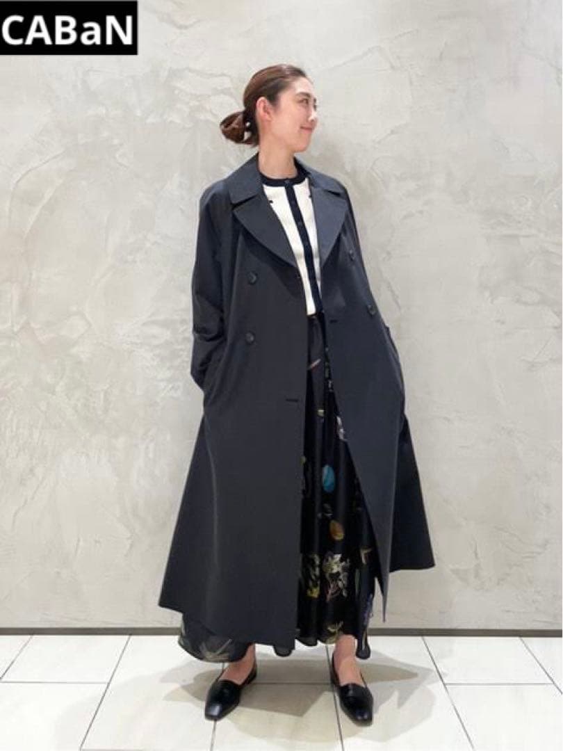 【CABaN】コットンポリエステルシャンブレーオーバーサイズトレンチコート