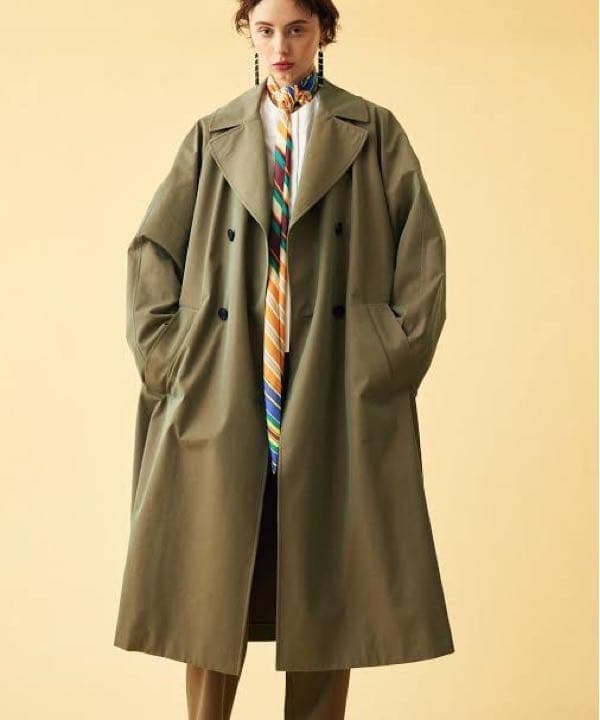 【CABaN】コットンポリエステルシャンブレーオーバーサイズトレンチコート