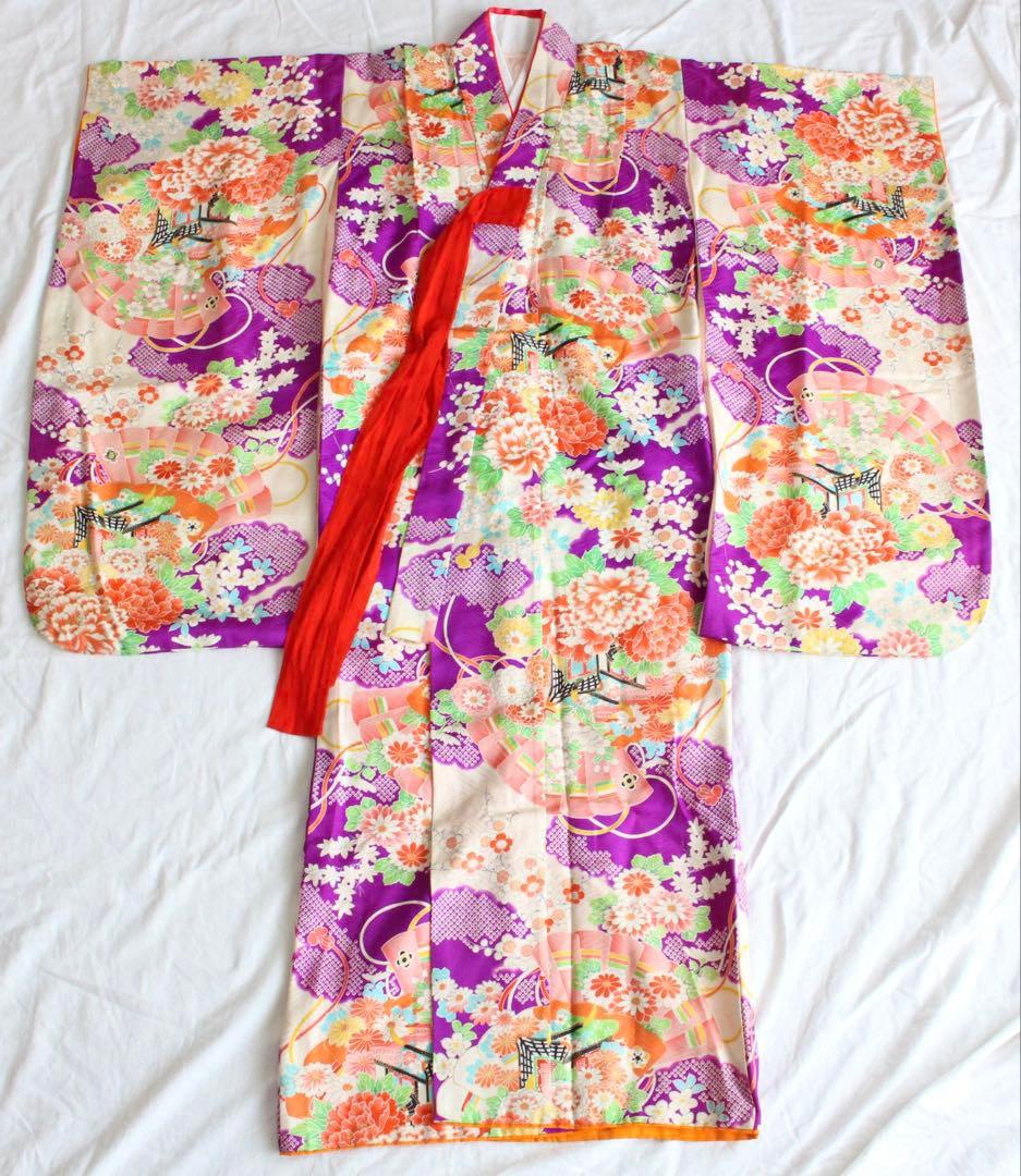 七五三 7歳 女の子 子供 正絹 着物 帯 セット