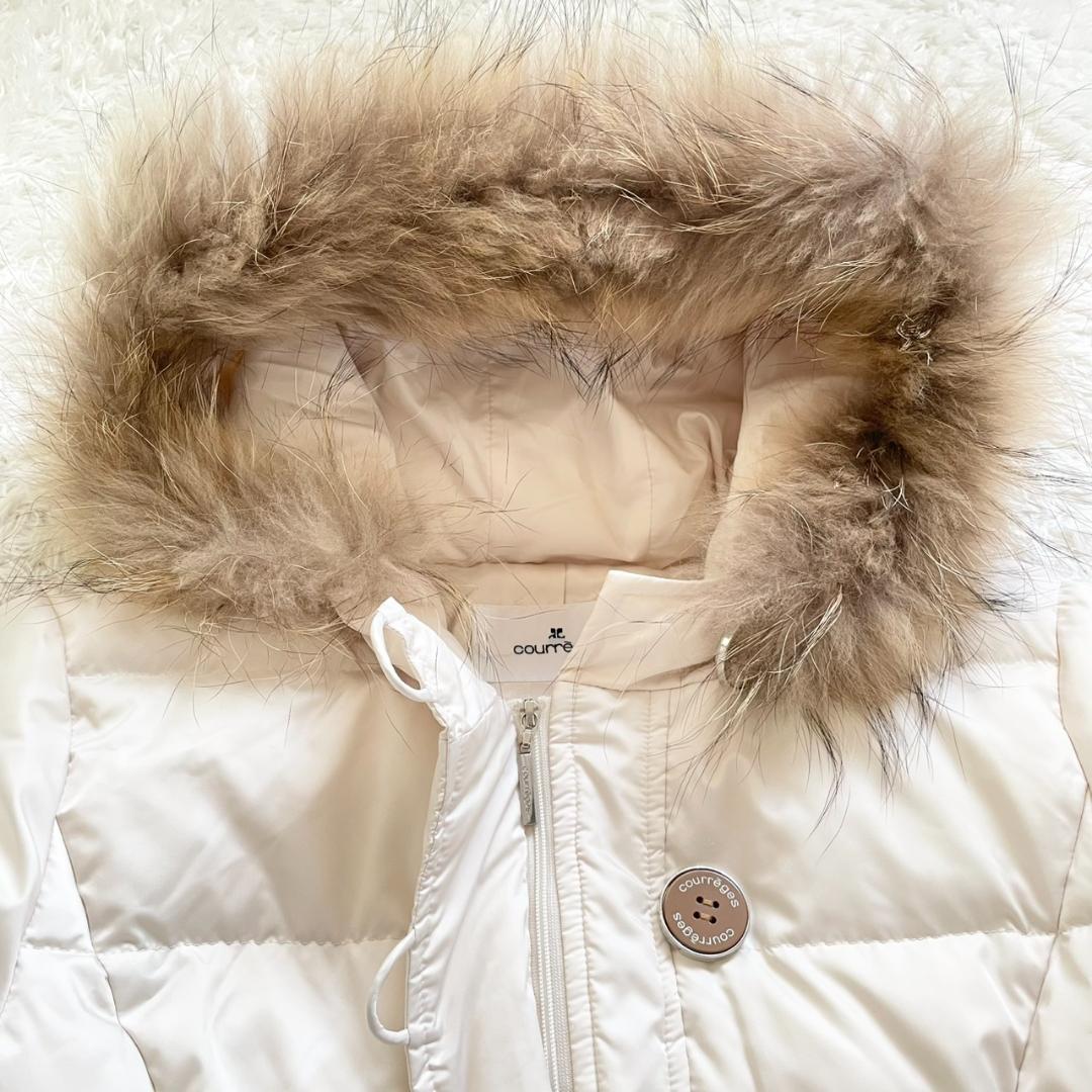 未使用級✨クレージュ ダウンコート 38 ロング丈　ホワイト　レア　レディース