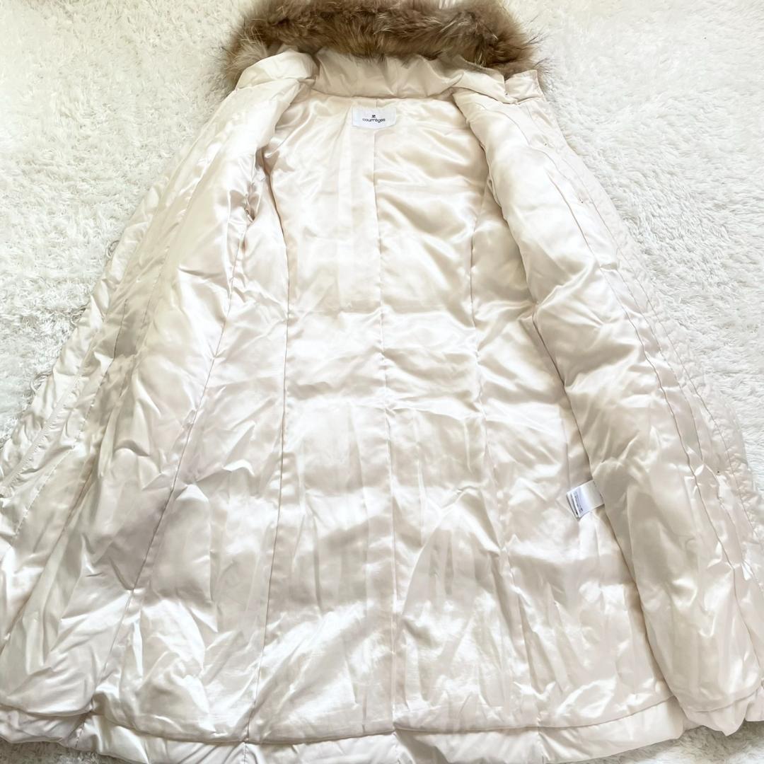未使用級✨クレージュ ダウンコート 38 ロング丈　ホワイト　レア　レディース