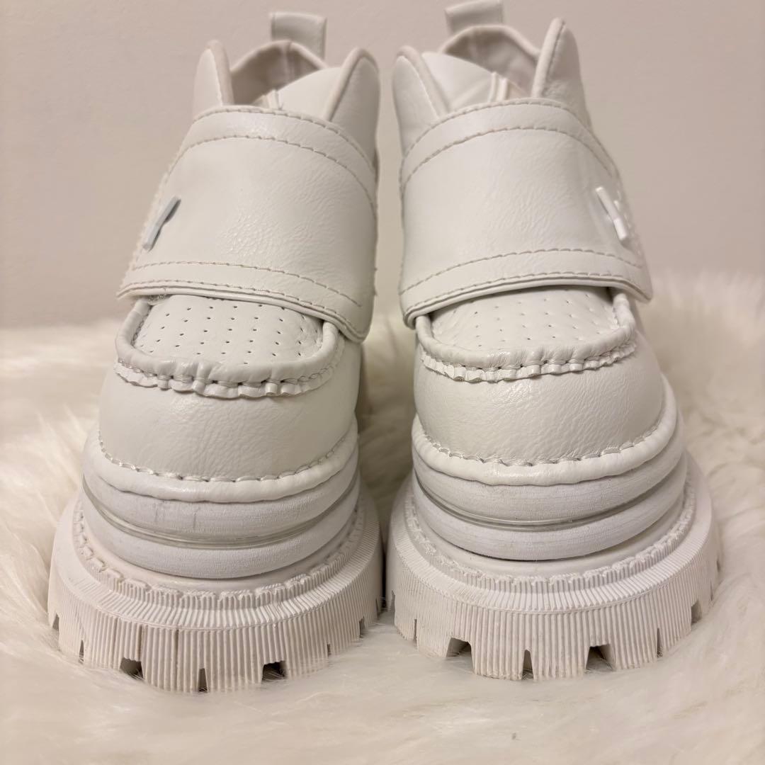 極美品☆yellow 厚底 スニーカー ホワイト レザー トラックソール L