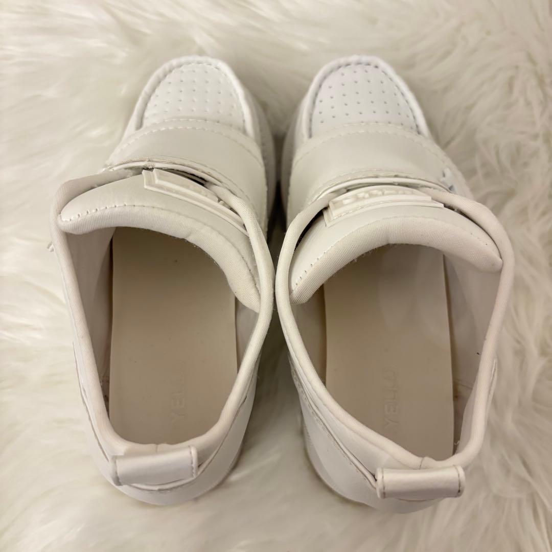 極美品☆yellow 厚底 スニーカー ホワイト レザー トラックソール L