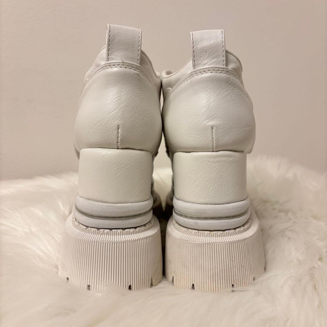 極美品☆yellow 厚底 スニーカー ホワイト レザー トラックソール L