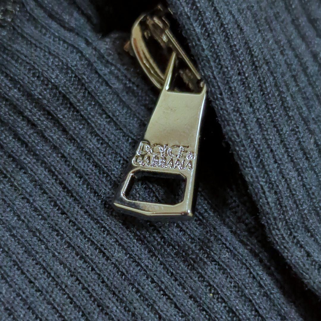 極美品 54 ドルチェアンドガッバーナ ジップアップ 切替 ニット ポロシャツ