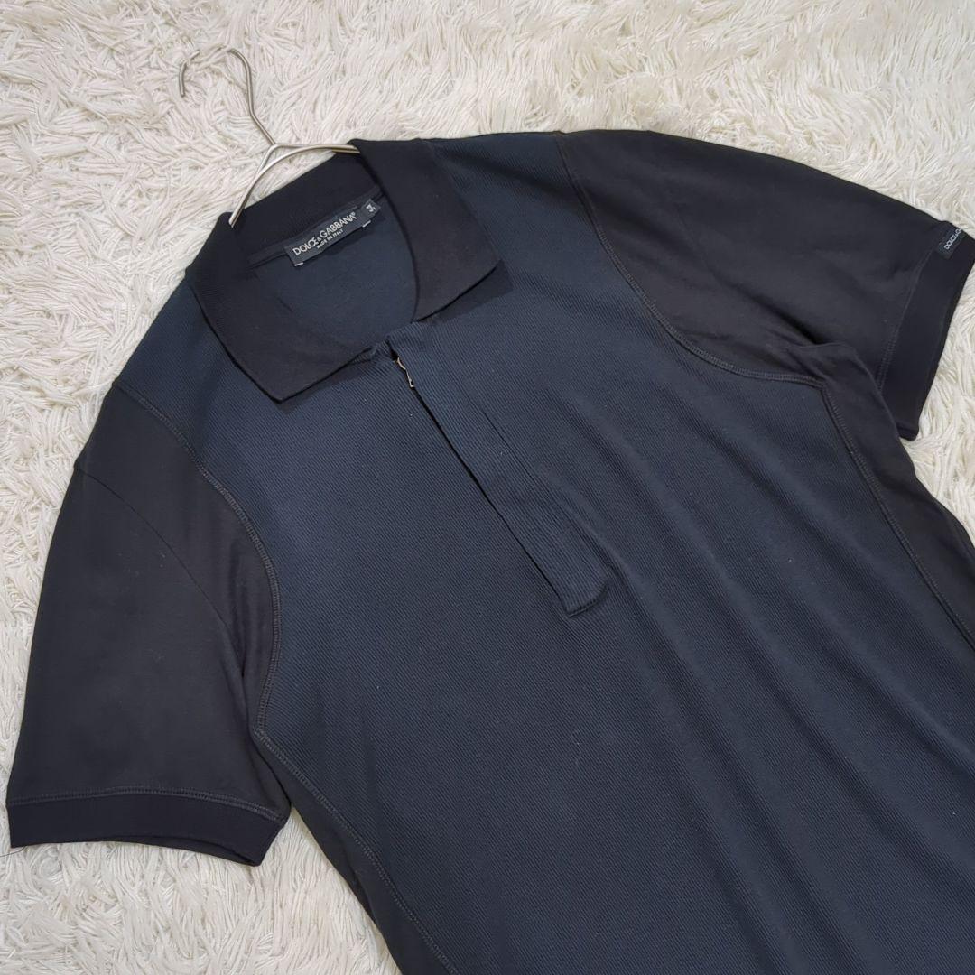 極美品 54 ドルチェアンドガッバーナ ジップアップ 切替 ニット ポロシャツ