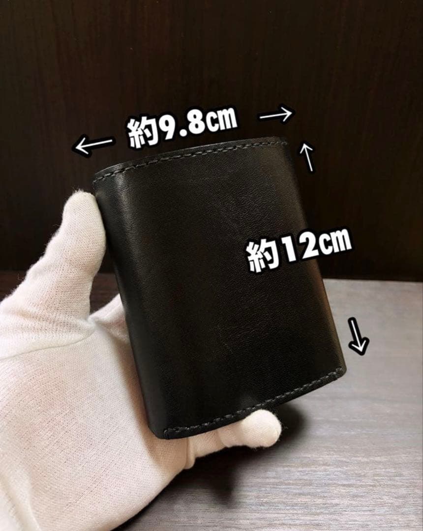 牛ヌメ革　ハンドメイド　折り財布　栃木レザー　メンズ　ライダース　ワイルドサドル