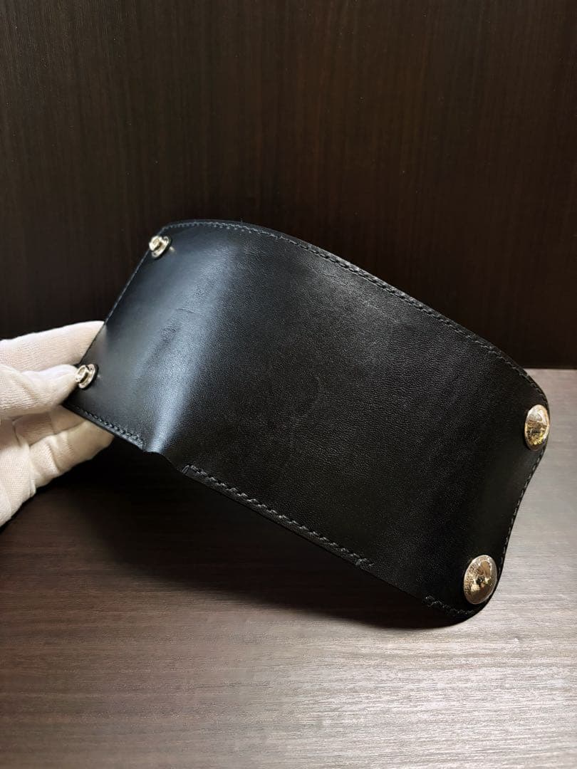 牛ヌメ革　ハンドメイド　折り財布　栃木レザー　メンズ　ライダース　ワイルドサドル