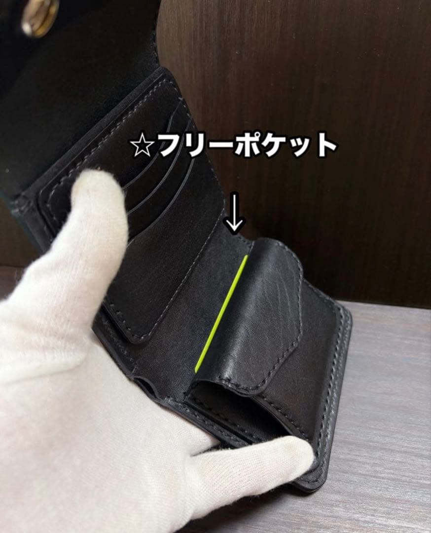 牛ヌメ革　ハンドメイド　折り財布　栃木レザー　メンズ　ライダース　ワイルドサドル