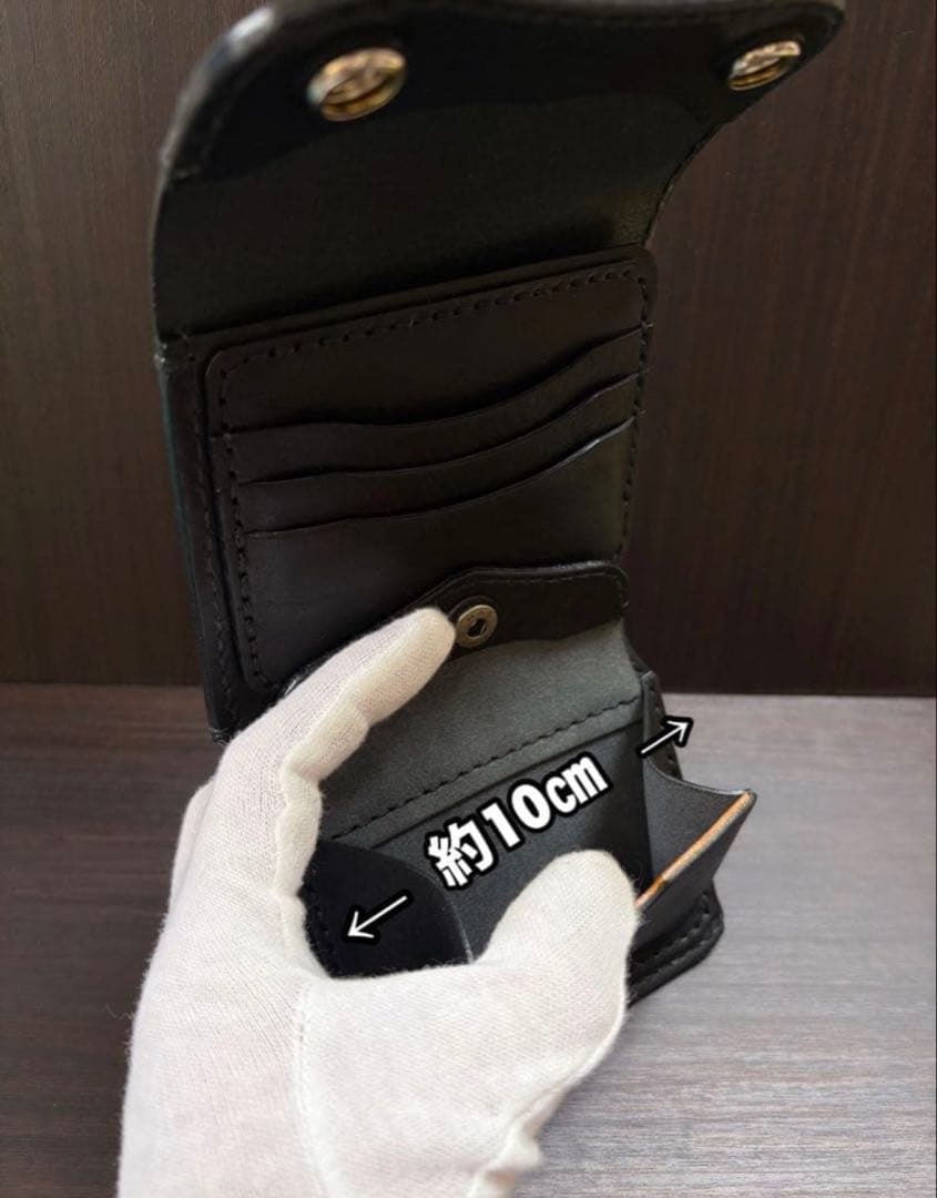 牛ヌメ革　ハンドメイド　折り財布　栃木レザー　メンズ　ライダース　ワイルドサドル