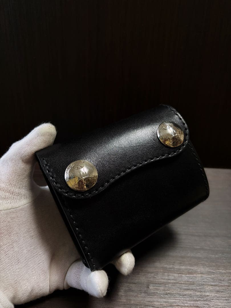 牛ヌメ革　ハンドメイド　折り財布　栃木レザー　メンズ　ライダース　ワイルドサドル