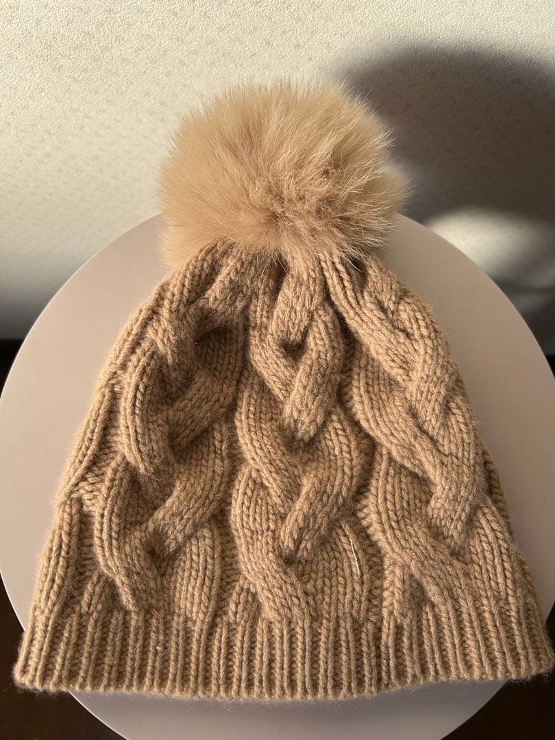 マックスマーラMaxMaraカシミヤ１００%フォックスニット帽　テディ