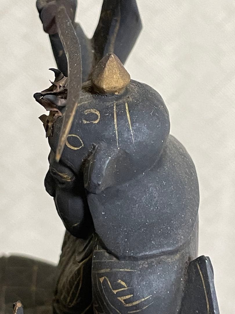 ★極上時代彫り★妙見菩薩/木彫/木造/金泥/玉眼/仏像/置物/武士/仏教美術/仏