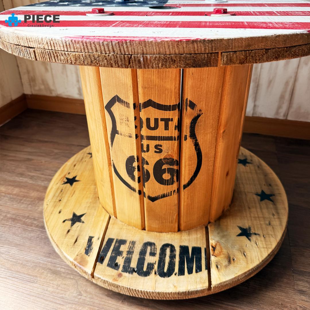 ケーブルドラム 電線ドラム テーブル アメリカン インテリア ガレージ 星条旗④