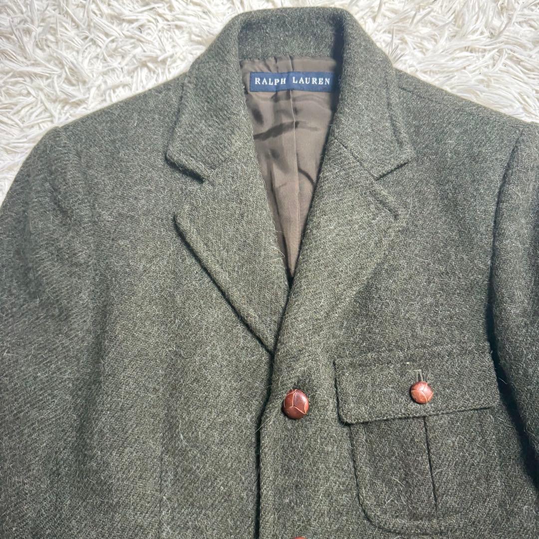 ラルフローレン　アルパカ　シャギー テーラードJK くるみボタン エルボーパッチ