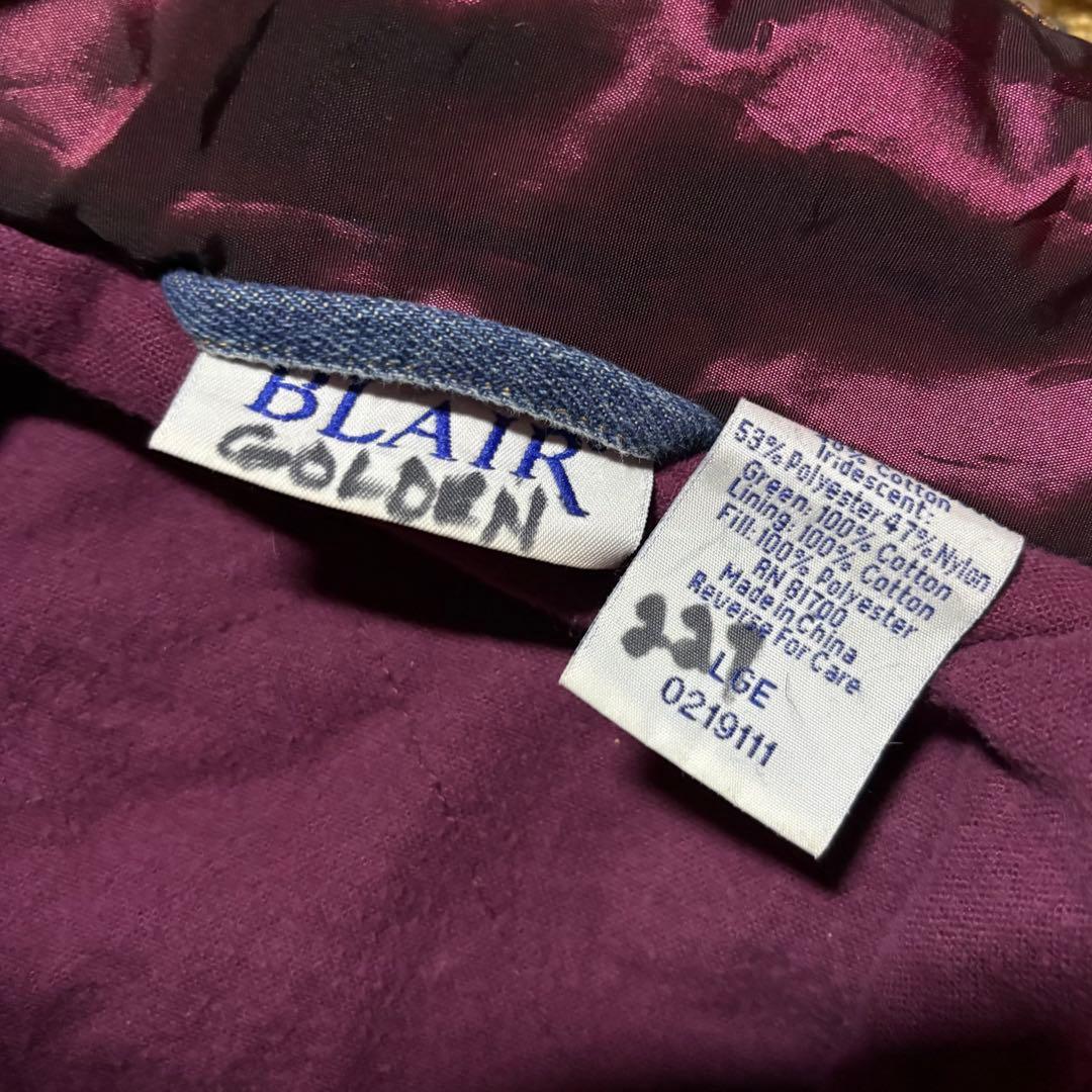 希少 90sBLAIRデニムジャケット ゴブラン織×玉虫色ナイロン 切替 L相当