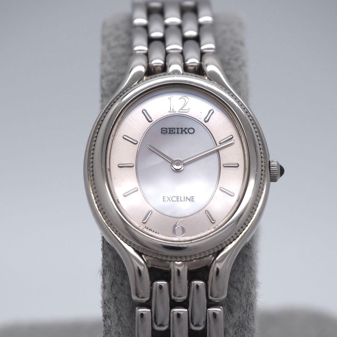 81 稼働【美品】SEIKO 時計　Exceline レディース　オーバル