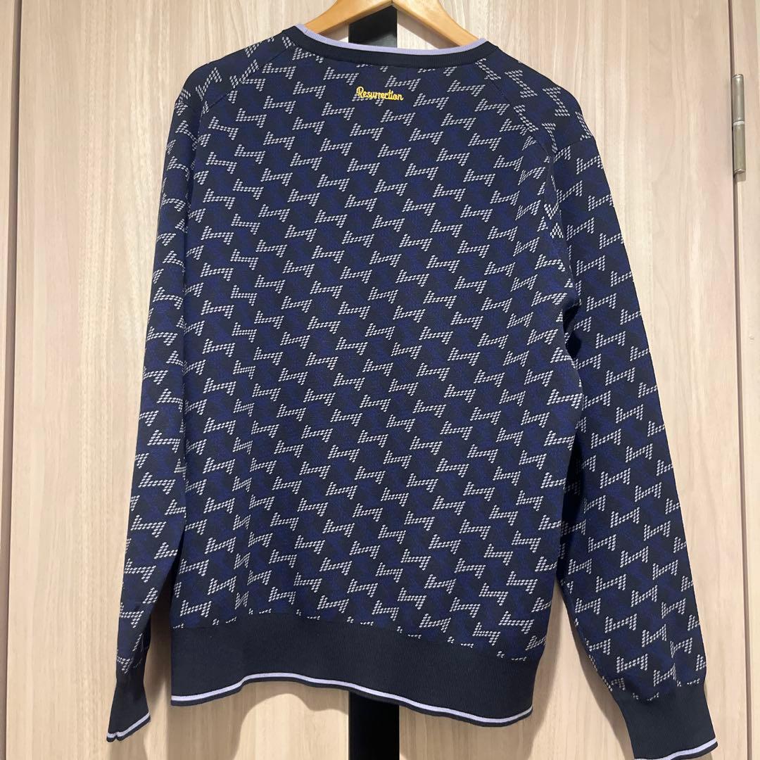 Resurrection ネイビー ロゴセーター　L
