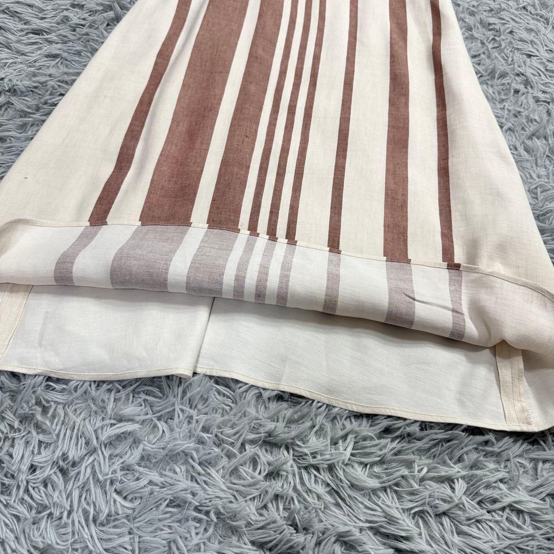 美品✨マックスマーラ リネンコットン マキシ丈ワンピース 134cm ストライプ