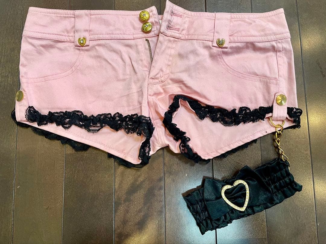 GOLDS infinity ピンクショートパンツガーターリング付きホットパンツ