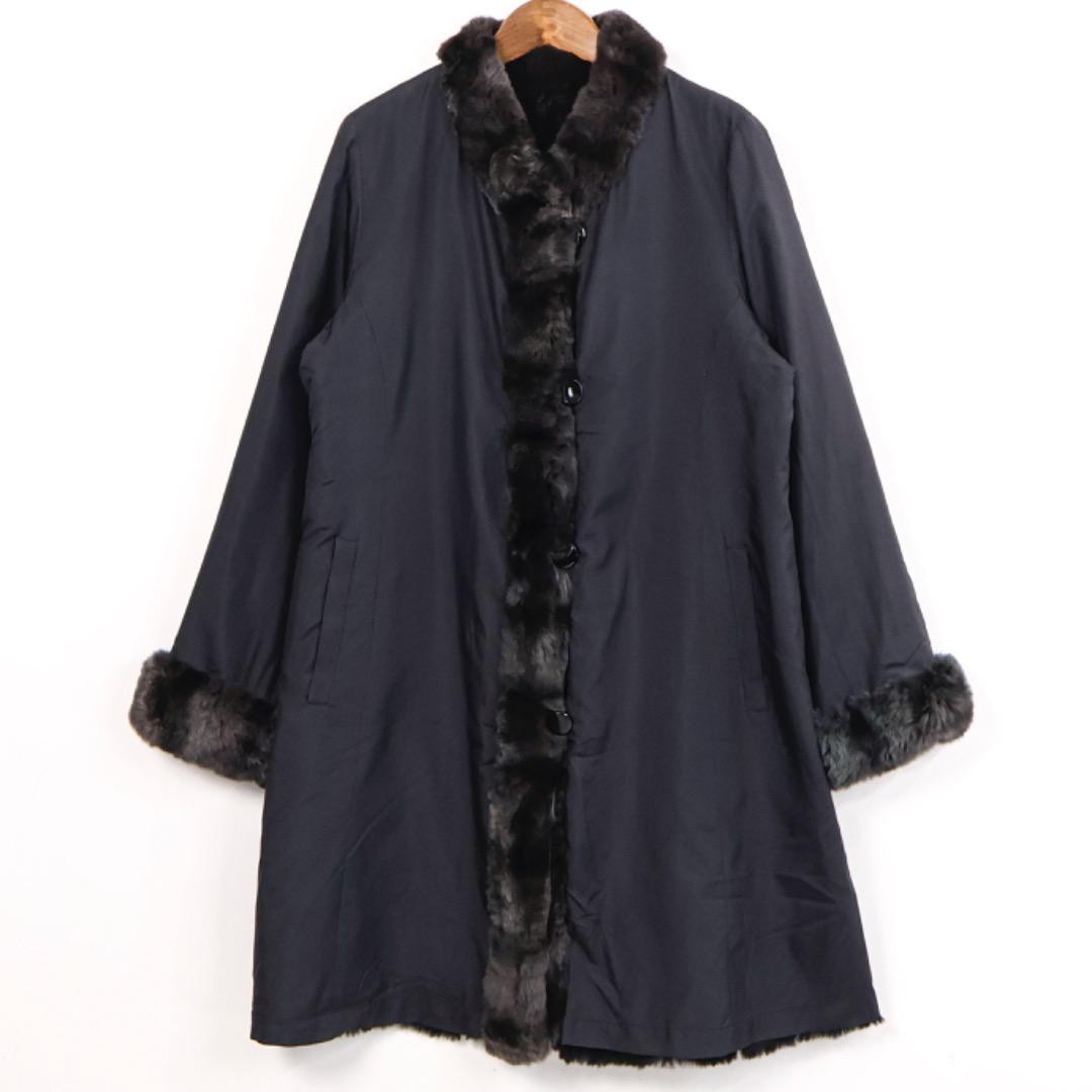 H4972-33◾️ミンクファーxシルク　リバーシブル　ロングコート