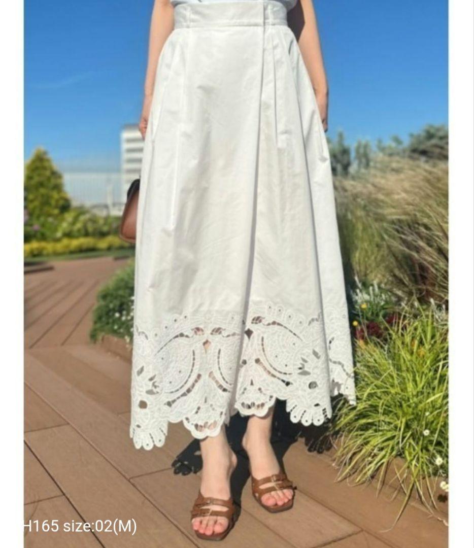 新品　ルルウィルビー　刺繍キュロットパンツ ホワイト