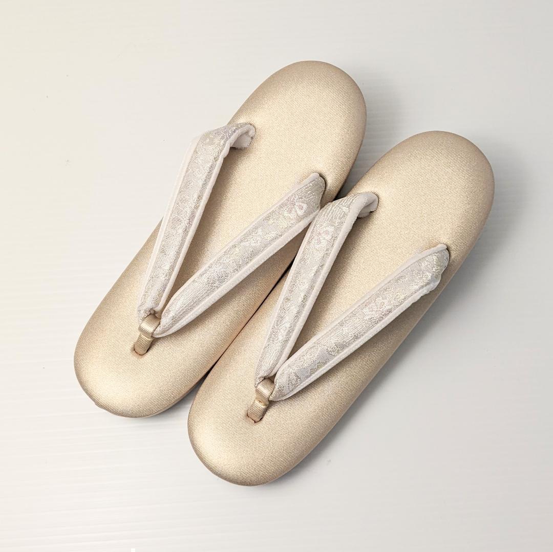 紗織 ブランド 草履 バッグ セット 帯地 ゴールド フォーマル Mサイズ H3