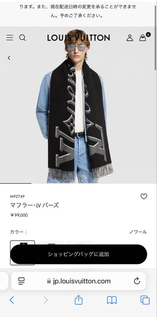 未使用　2024.25aw新作　マフラー・LV バーズ