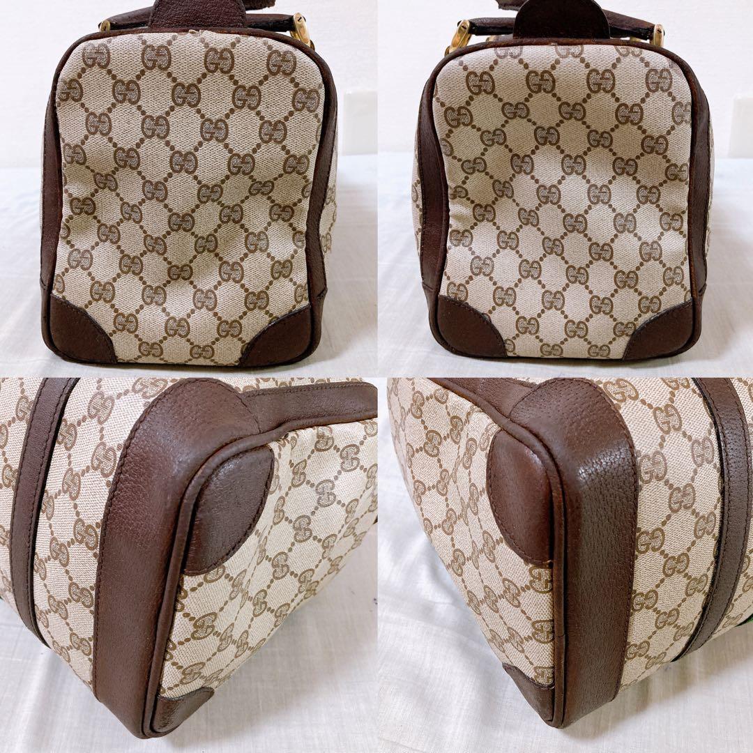 477 グッチ　GGスプリーム　GGキャンバス　シェリーライン　ボストンバッグ