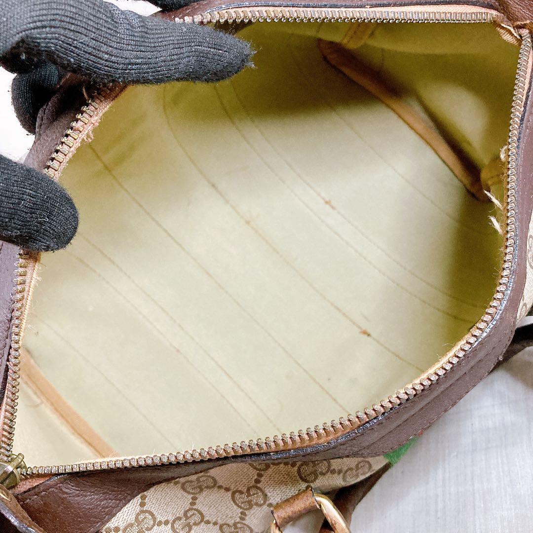 477 グッチ　GGスプリーム　GGキャンバス　シェリーライン　ボストンバッグ