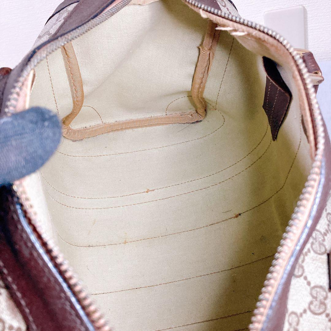 477 グッチ　GGスプリーム　GGキャンバス　シェリーライン　ボストンバッグ