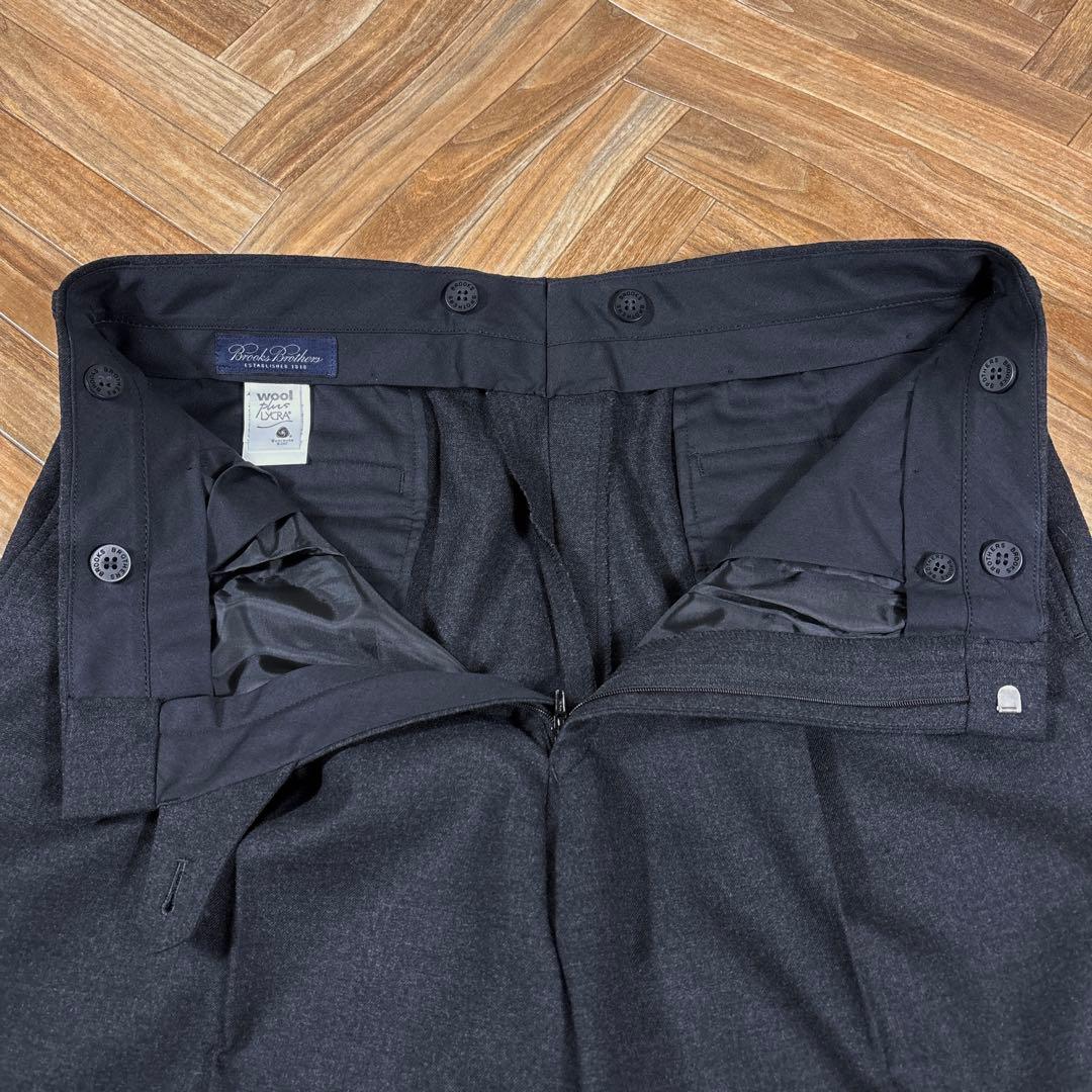 W34L30実寸 ブルックスブラザーズ ウールスラックス チャコールグレー 灰色