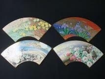 王朝物語の花 金彩扇皿コレクション 陶板 飾り皿 十二ヵ月の内十一 ヵ月