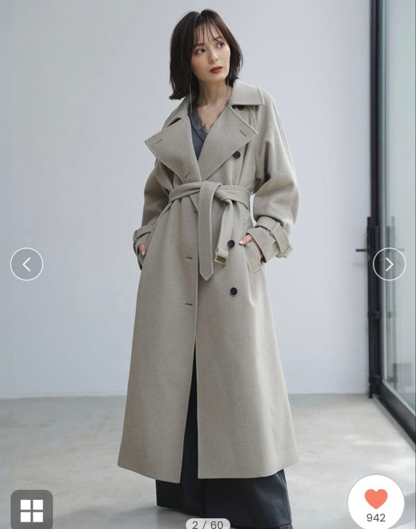 anuans ウールトレンチコート2024 グレージュ　Mサイズ