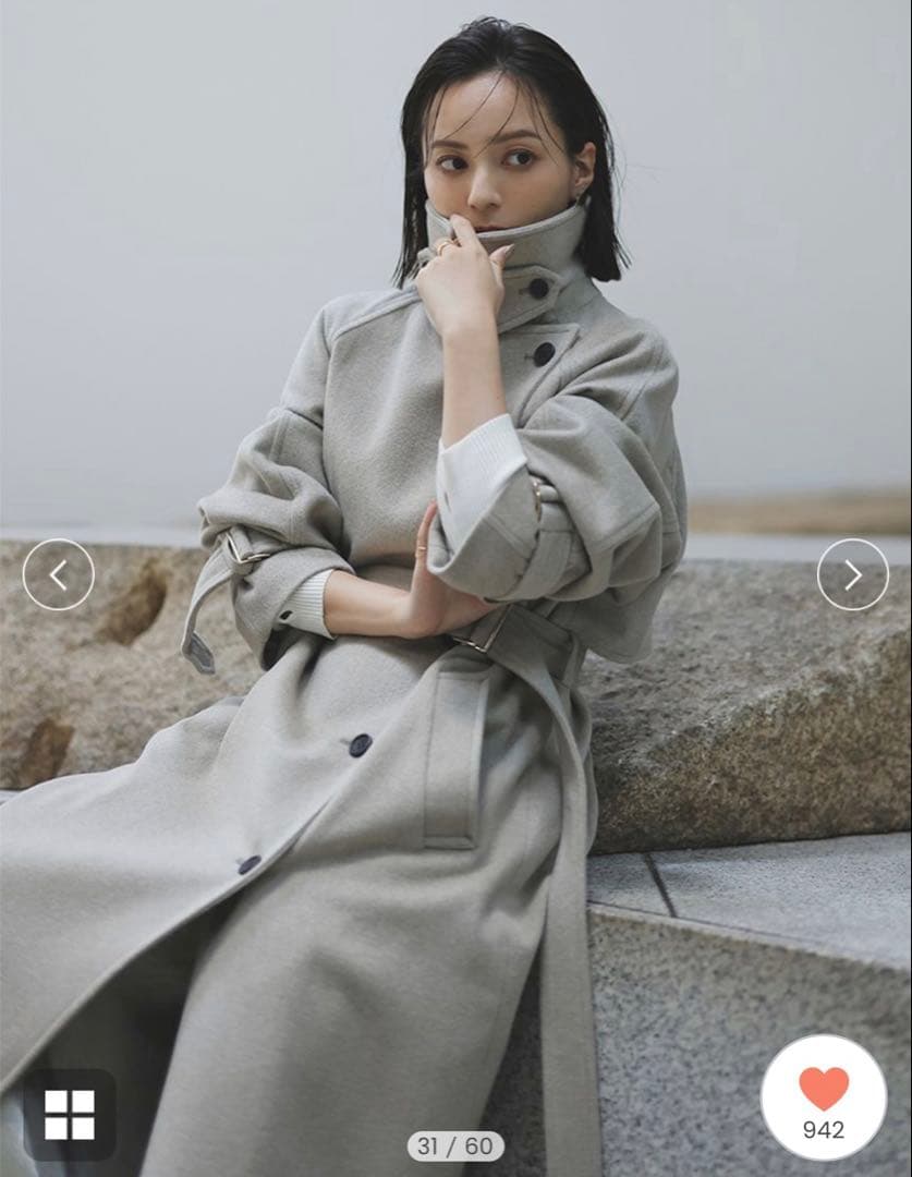 anuans ウールトレンチコート2024 グレージュ　Mサイズ