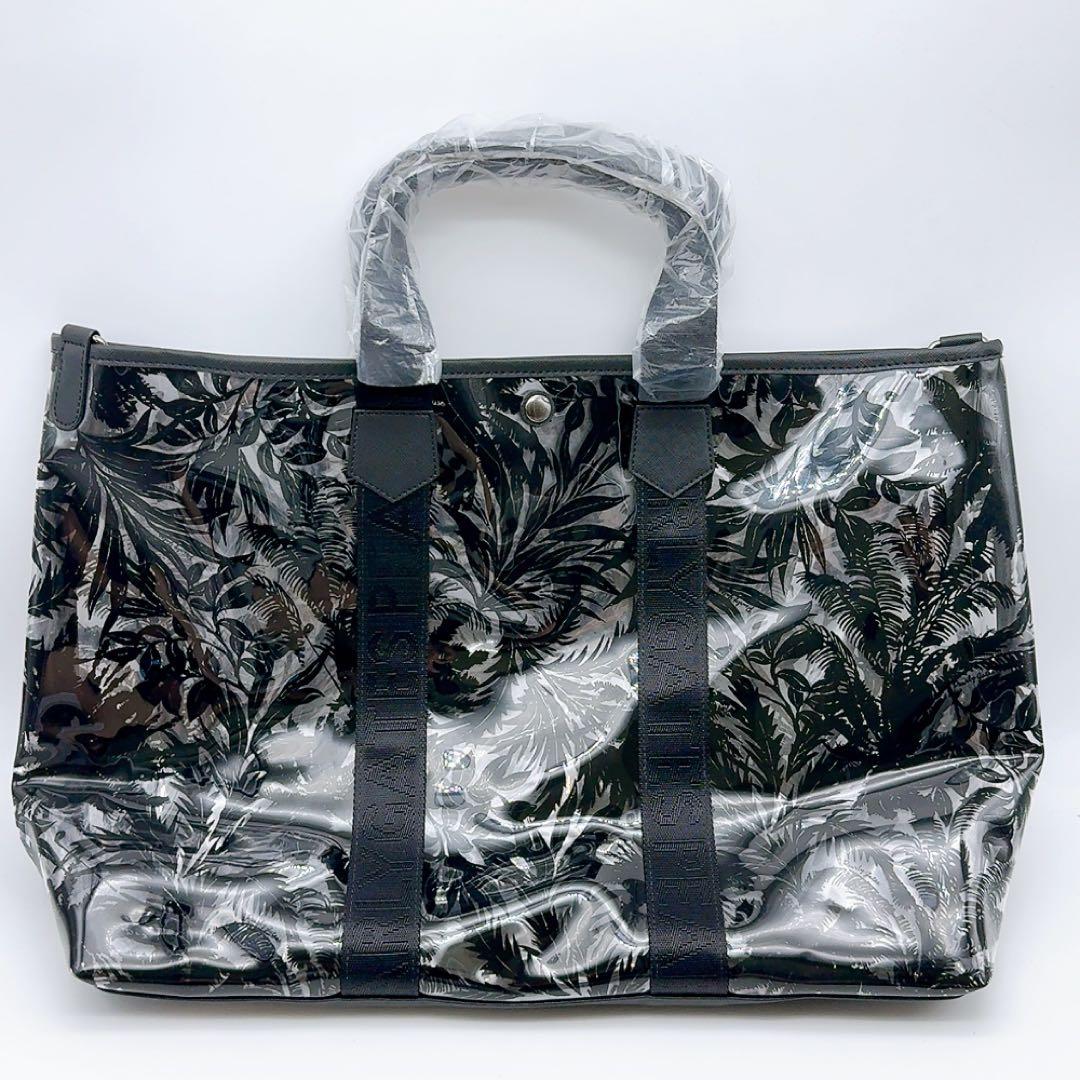 パーリーゲイツ トートバッグ クリア×黒×ボタニカル 総柄 新品 正規品
