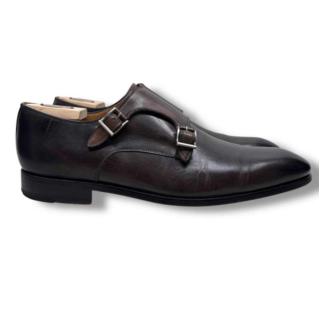 極美品■MAGNANNI マグナーニ【25.5】ダブルモンク 本革 革靴 茶系
