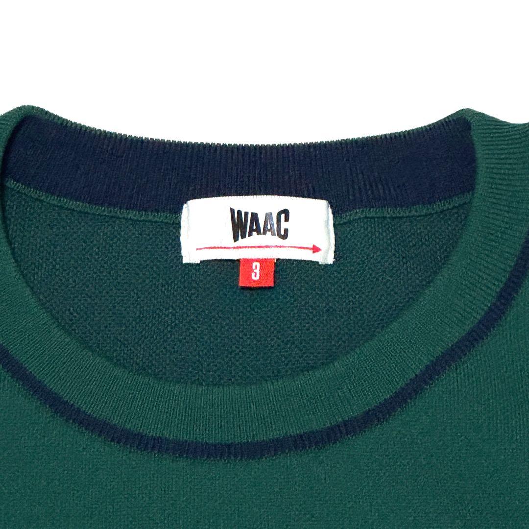 美品ワック　ロゴニットセーター　グリーン　高伸縮快適　スポーツ対応軽量素材希少色