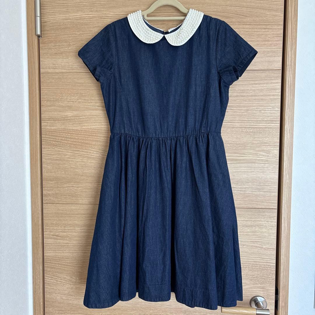 ケイトスペードニューヨーク　新品160ワンピース　パール飾り襟