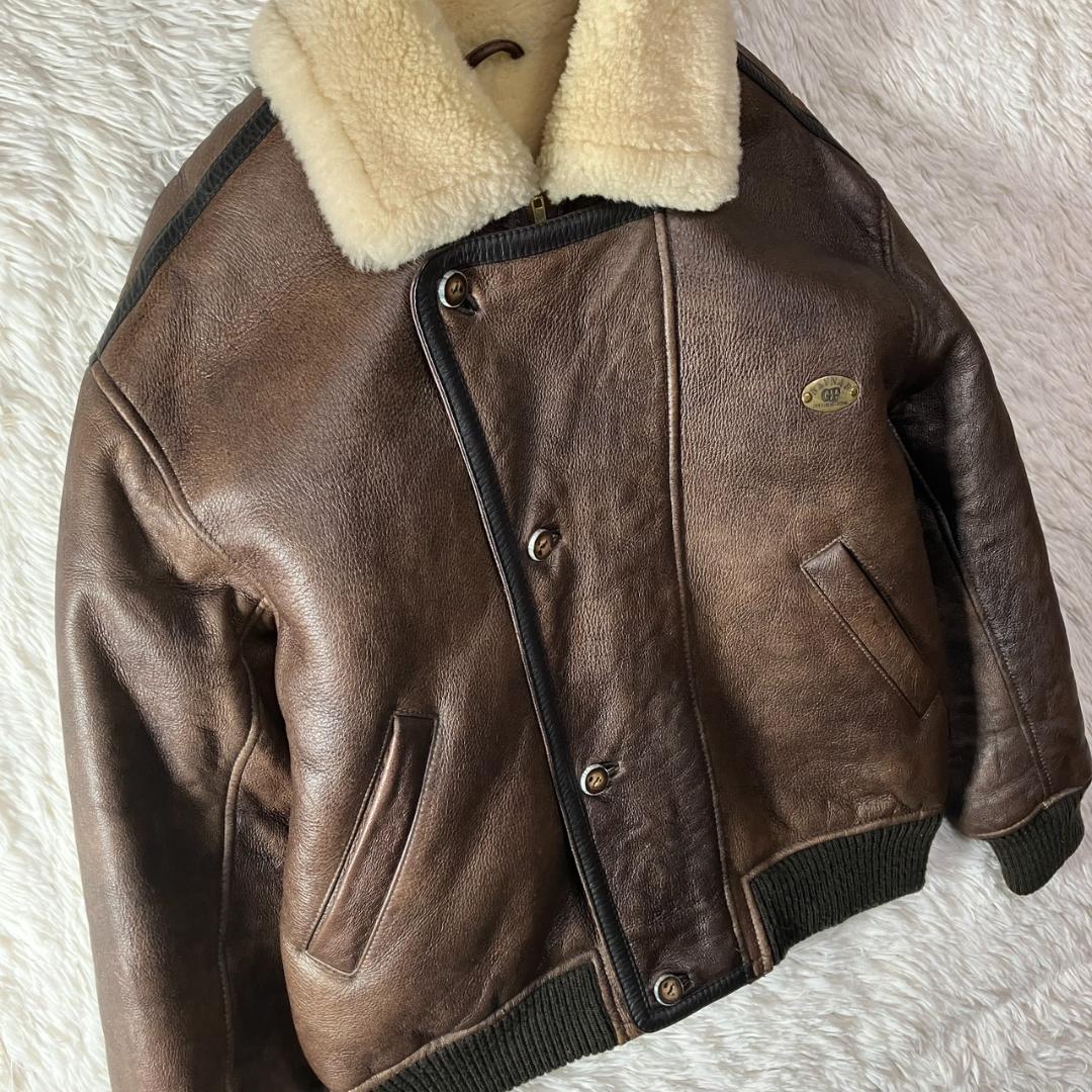 美品 NAF NAF リアルムートン フライトジャケット 羊革 シープスキン F