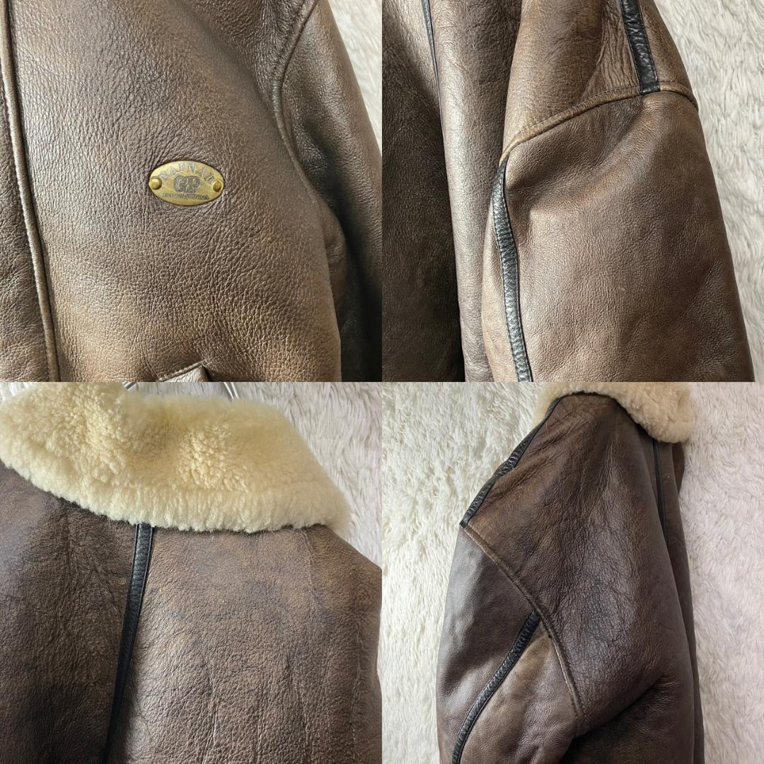 美品 NAF NAF リアルムートン フライトジャケット 羊革 シープスキン F