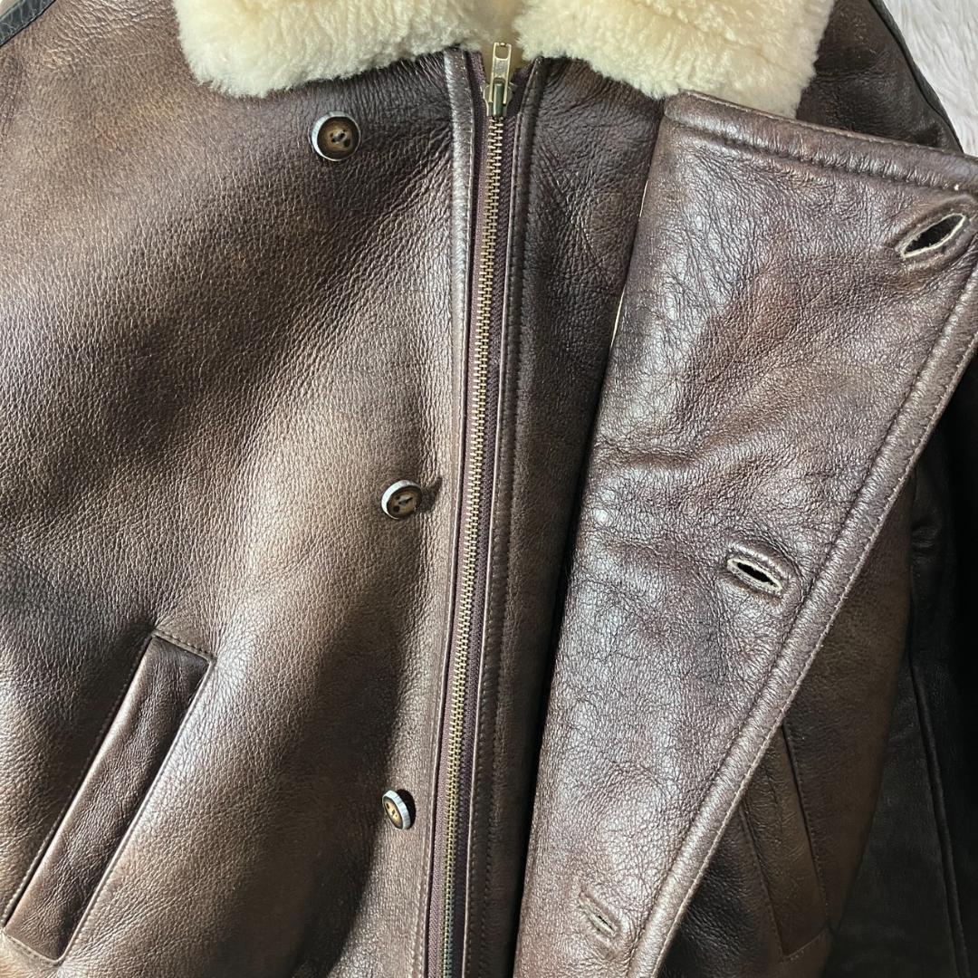 美品 NAF NAF リアルムートン フライトジャケット 羊革 シープスキン F