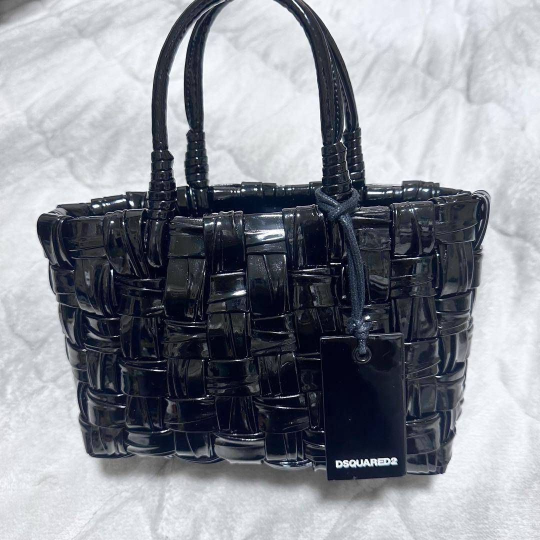 DSQUARED2 ブラック 編み込みトートバッグ