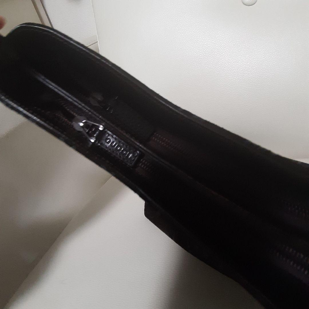 希少GUCCI ブラック GGパターン ショルダーバッグ　スエード☆ブラウン