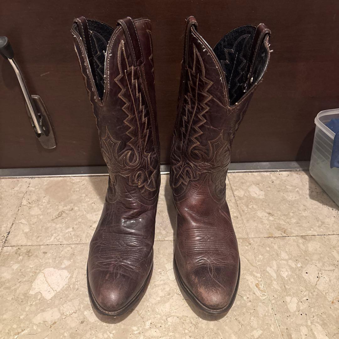 【美品80s】ウエスタンブーツ ダークブラウン レザー