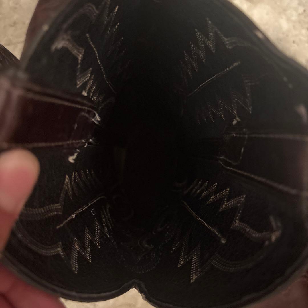 【美品80s】ウエスタンブーツ ダークブラウン レザー