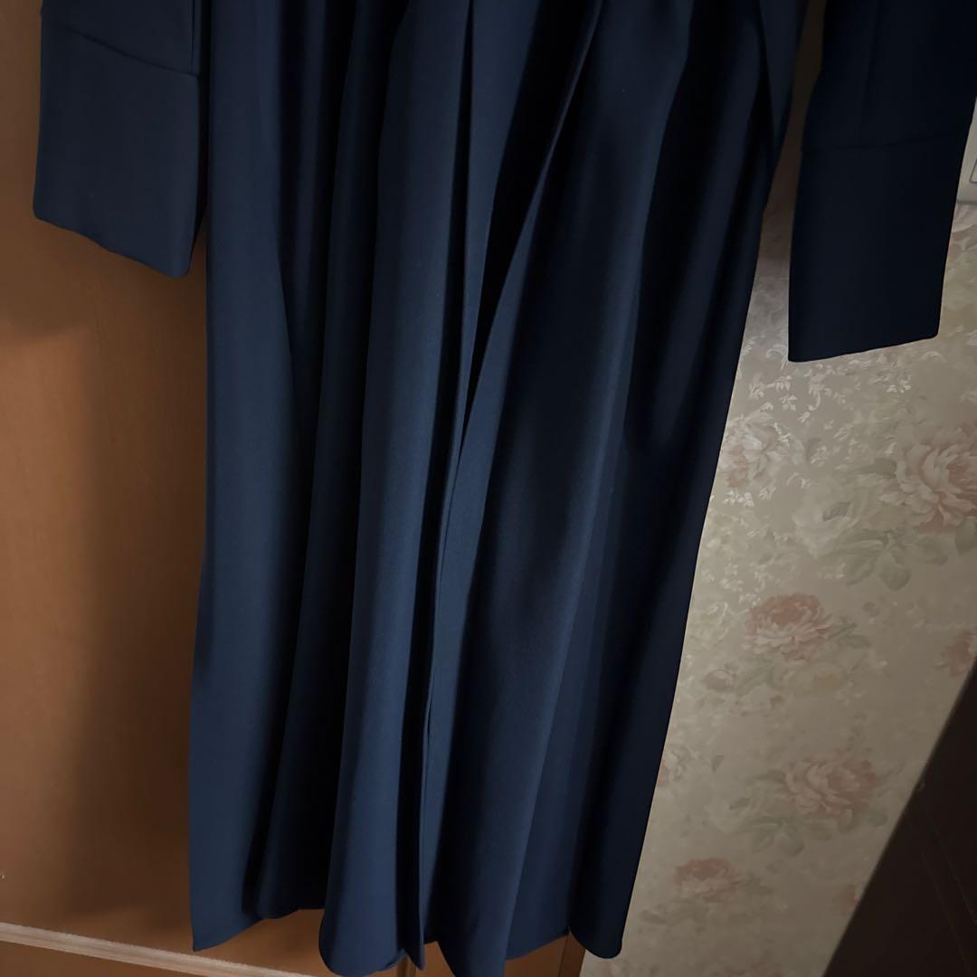 anuans アニュアンス ダブルサテンノーカラータックワンピース M